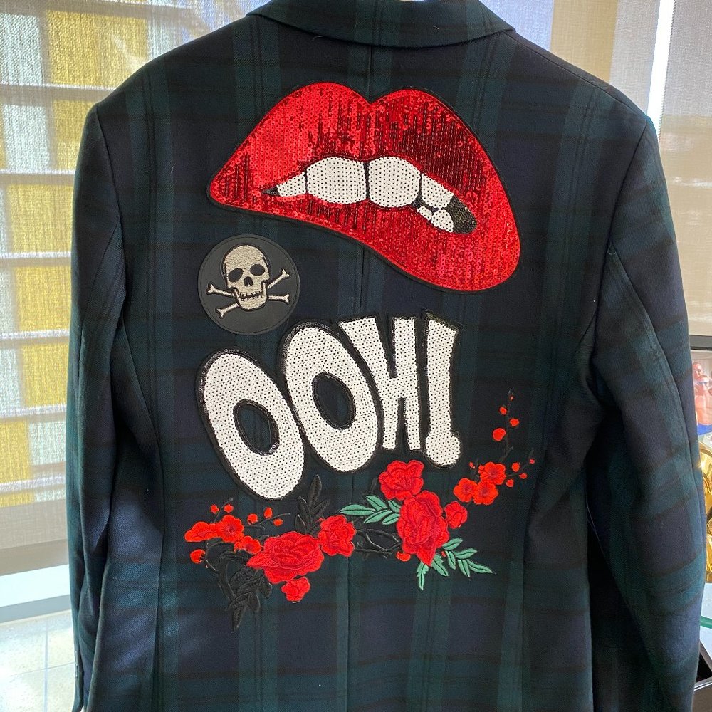 ZARA MEN OOH! SKULL/LIPS SEQUIN BLAZER